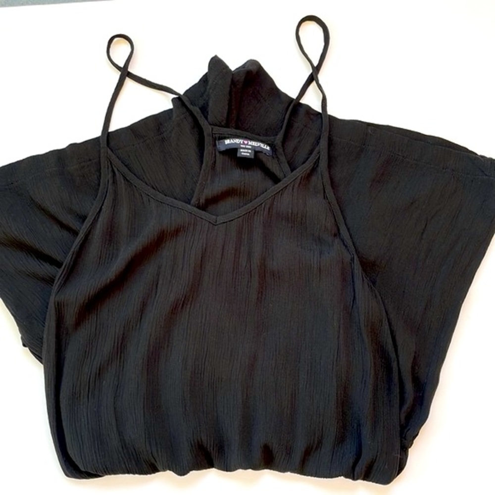 Brandy Melville Black 100% Rayon Sleeveless V-neck Short Romper, One Size